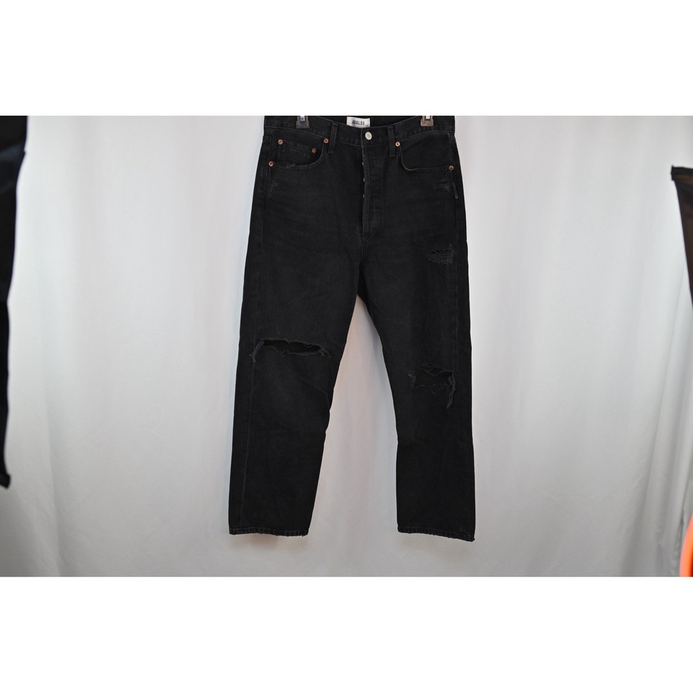 AGOLDE Black Bootcut Distressed Jeans Washed Black Denim Size 28